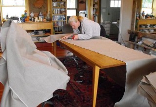 Outgrowing her dining table