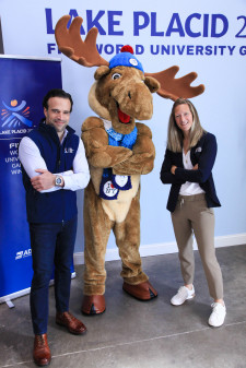 Hydro-Québec COO Serge Abergel with Adirondack Mac & ADKSC/Lake Placid 2023 Exec. Dir. Ashley Walden