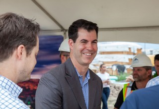 Sean Clark looks on during Wednesday's groundbreaking ceremony