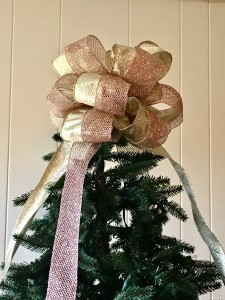 Frosty Collection Rose Quartz Glittered Tree Topper Bow