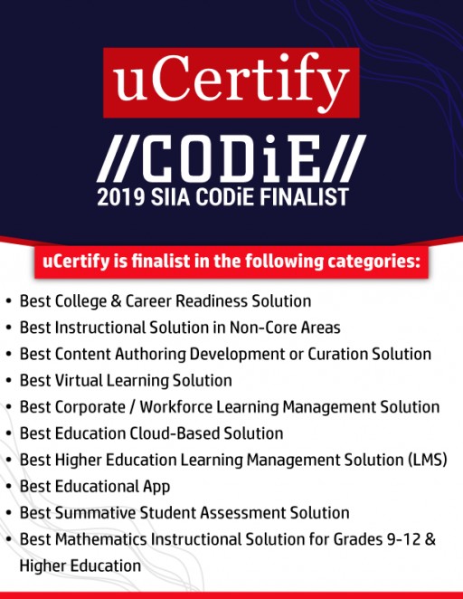 uCertify Named SIIA Education Technology CODiE Award Finalist in 10 Categories