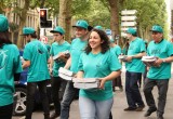 Drug-Free World volunteers picked up stacks of drug education booklets to hand out at the Euro 2016 games