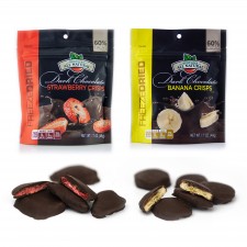 Chocolate-Covered Freeze-Dried Strawberry/Banana Fruit Crisps