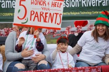 Aboard The Way to Happiness float at the 34th annual "Christmas in the Village" celebration sponsored by the Fair Oaks Chamber of Commerce 