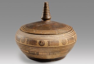 ANCIENT GEOMETRIC GREEK LIDDED PYXIS