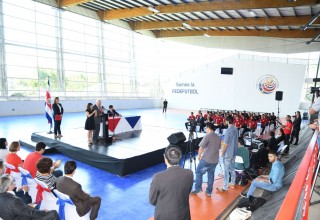 Press conference announcing Costa Rica National Football Federation's Youth for Human Rights campaign