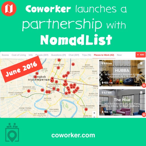 Coworker, "The Tripadvisor of Coworking Spaces," Launches Partnership With NomadList