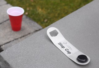 Brushed Silver Slap Cap Trick Shot Bottle Opener