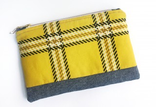 Yellow Tartan Zipper Pouch