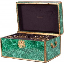 Tiffany and Co Flatware Service in Malachite Chest