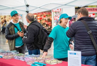 Drug education and prevention booth in Munich, Germany