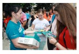 Handing out copies of The Truth About Drugs booklets in Czech