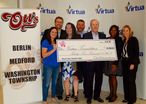 Ott's Restaurants-MDW Group Donates $35,000 to Virtua Foundation for Cancer Care