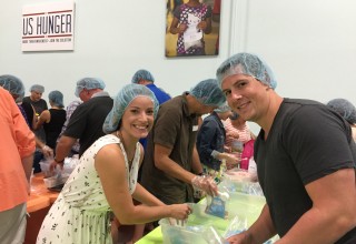 Couple volunteers time on date night 