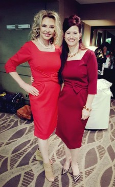 Laura T. Sharpe and Anne Devlin are stylish in their Classiqu' Era dresses