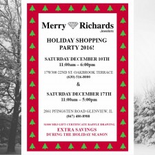 Merry Richards Jewelers - Holiday Shopping Party 2016 - Oakbrook Terrace, Illinois, Glenview, Illinois December 10th and December 17th