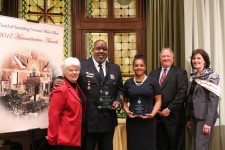 Recipients of 2017 Humanitarian Awards, Officer Arthur Douglas, and Ms. Andrea James (second and third from left) Oct. 24 at the Church of Scientology National Affairs Office in Washington, D.C.