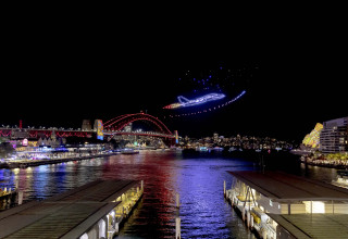 Vivid Sydney 2022 Drone Light  Show - Top Gun Fighter Jet