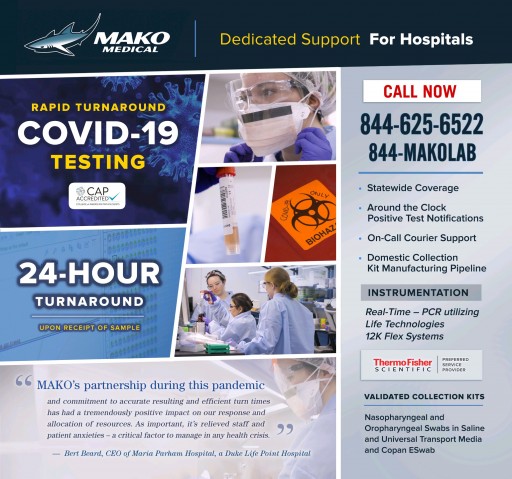 Mako Medical to Provide N.C. Treasurer Folwell and State Health Plan With COVID-19 Testing