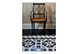 Villa Lagoon Tile exclusive pattern, Trapani Midnight cement tile floor 