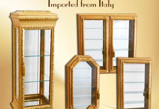 Italian Gold-Leaf Beveled Glass Curio Vitrine Display Cabinets offered exclusively at LimogesCollector.com