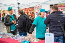 Drug education and prevention booth in Munich, Germany