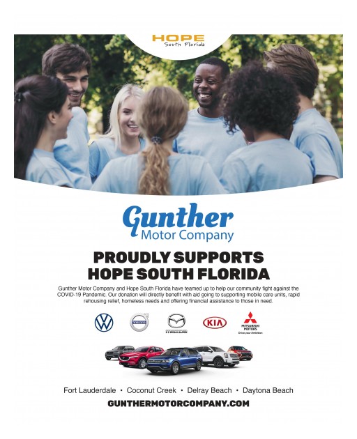 Gunther Motor Company Invests $25,000 in HOPE South Florida to Aid in Their Work in Combating the Community Impact of COVID-19