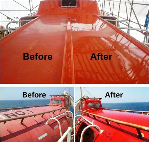 Nano-Clear® Coating Restores Color and Gloss Back into Highly Oxidized Carnival Life-boats