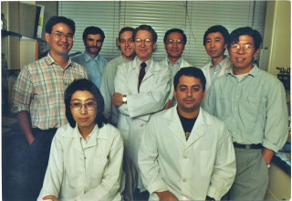 Jan Vilcek with colleagues in his laboratory at New York University.