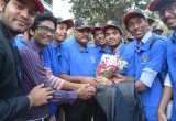 The Chairman of the Bangladesh National Human Rights Commission (center) joined Youth for Human Rights Bangladesh to celebrate Human Rights Day. 