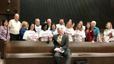 May 14, 2017 photo of Armi Easterby and several of the homeowners who were flooded by Addicks and Barker's reservoir pools