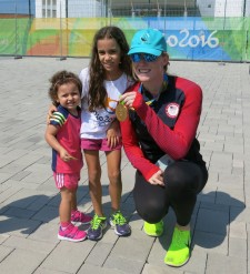 In her Drug-Free World cap and with gold medal in hand, Emily Regan, of the U.S. Women's Eight Rowing Team, gives golden advice to Rio kids--play and stay drug-free.